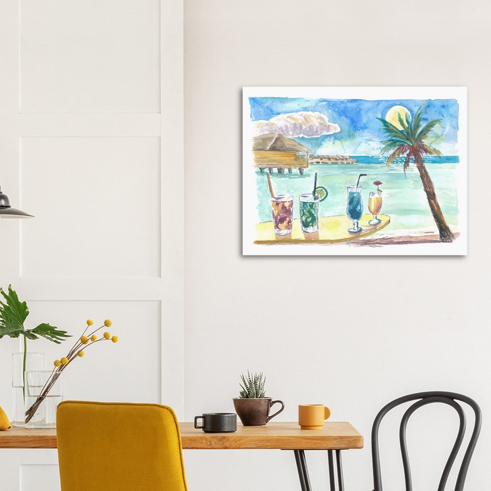 Tropical Sea with Pacific Cocktails At Marquesas Archiepelago - Limited Edition Fine Art Print - Original Painting available