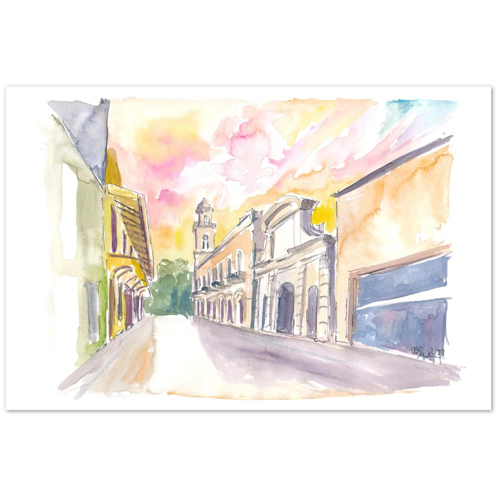 Santo Domingo Watercolor Street Scene Calle el Conde