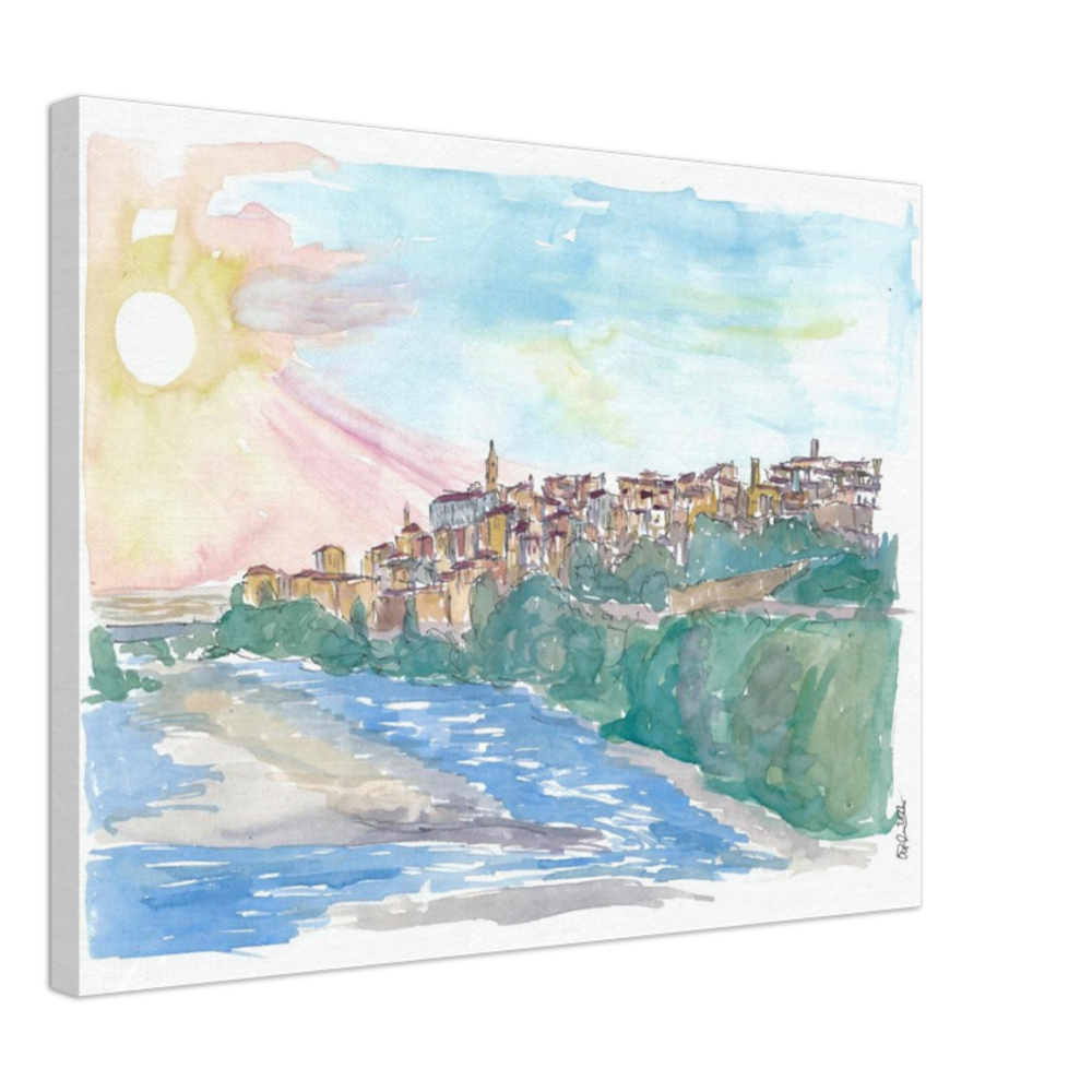 Ventimiglia Liguria Italy Panorama with Roia River