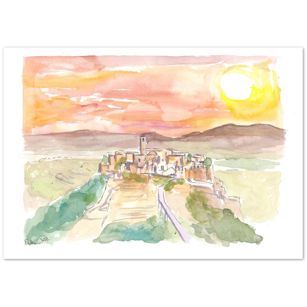 Civita di Bagnoregio Italian Town on a Hill in Sunlight