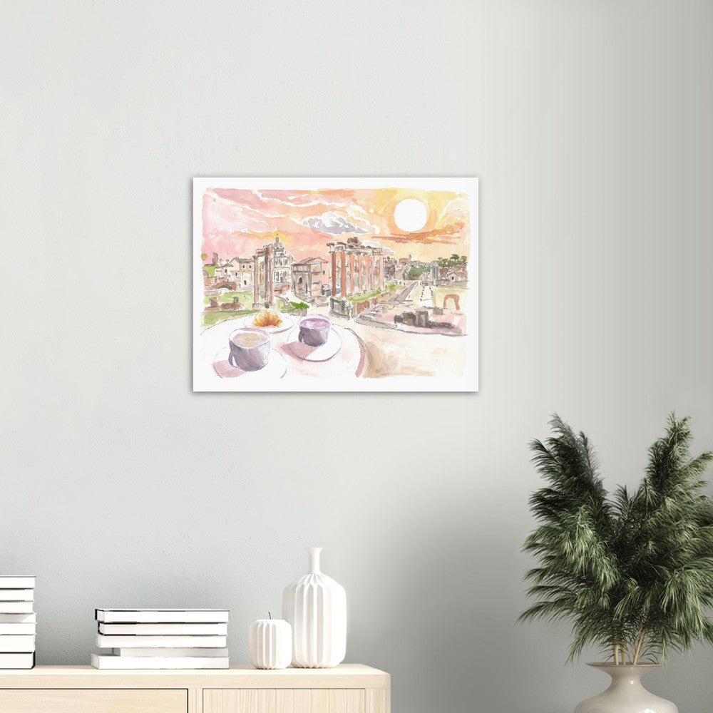 Roman Forum Morning Coffee with View in Rome - Limited Edition Fine Art Print - Original Painting available