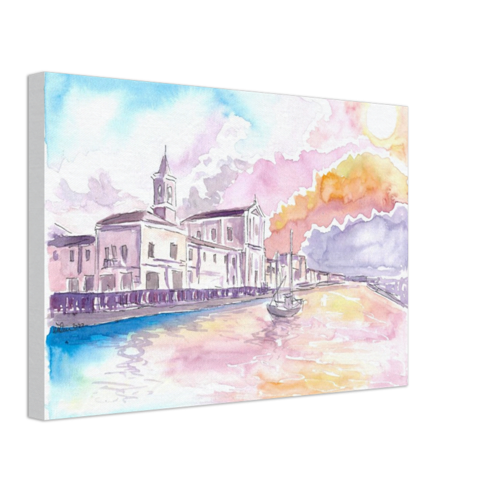Cesenatico Summer Breeze Harbour Sunset Scene - Limited Edition Fine Art Print - Original Painting available