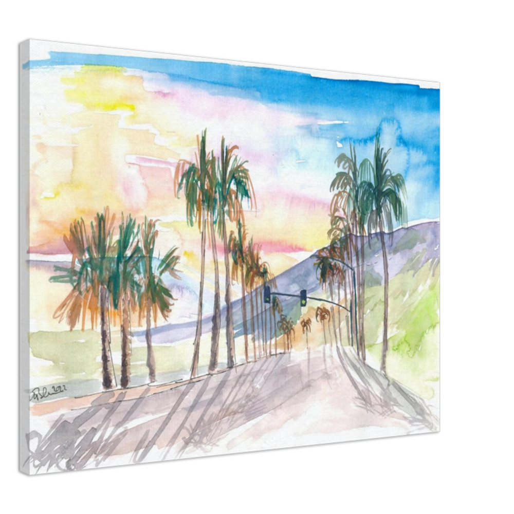 Palm Springs Avenue with Californian Sunset - Limited Edition Fine Art Print -