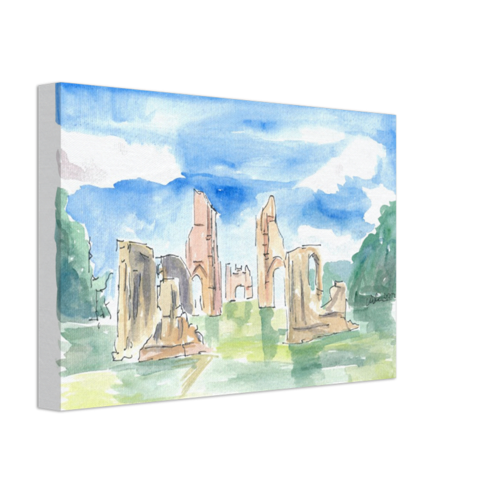 Glastonbury Abbey Ruins Watercolor Impressions - Limited Edition Fine Art Print - Original Painting available