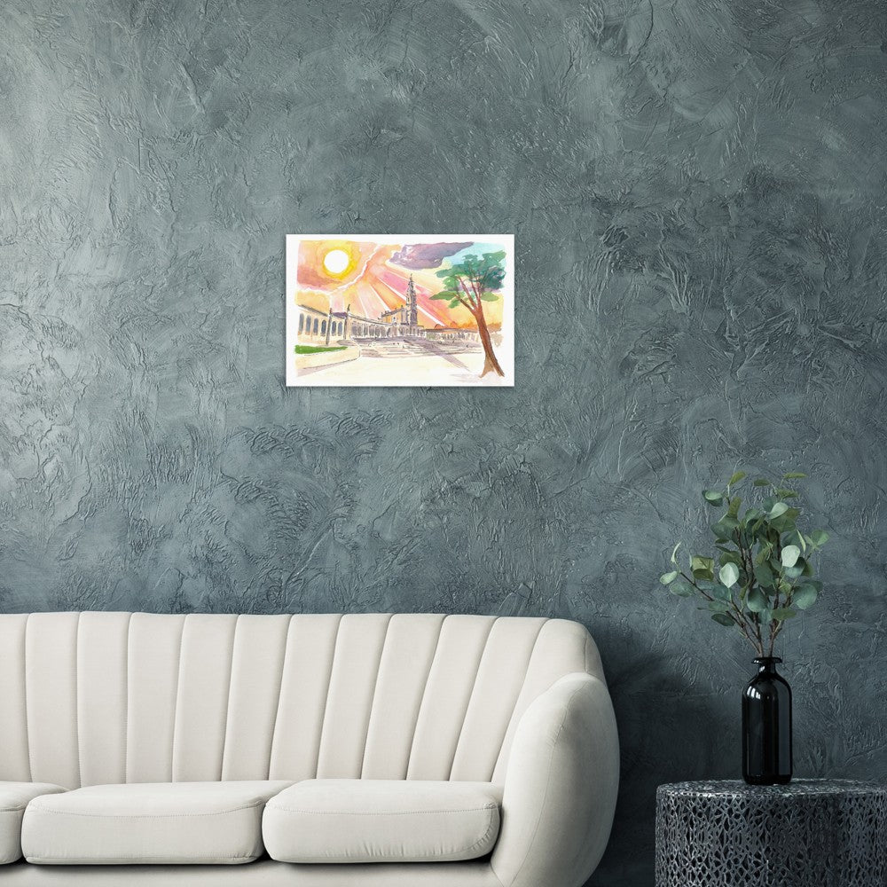 Sunset over Sanctuary of Our Lady of the Rosary of Fátima - Limited Edition Fine Art Print - Original Painting available