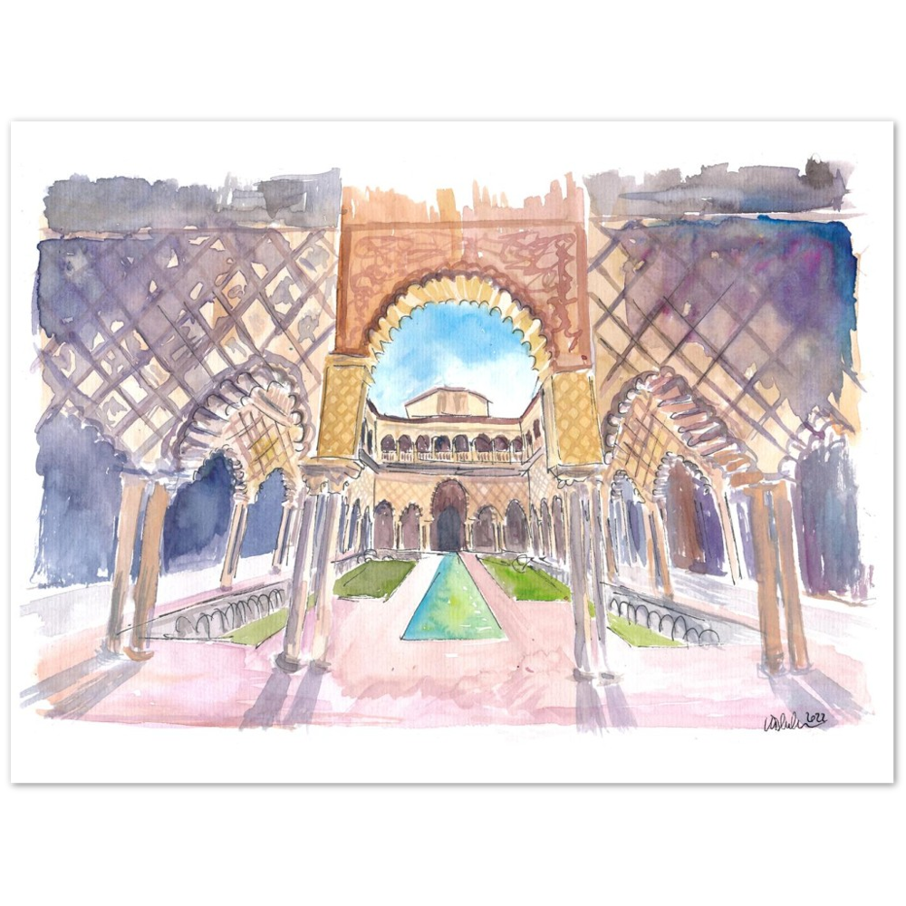 Scene of Patio de las Doncellas of Alcazar in Seville Andalucia