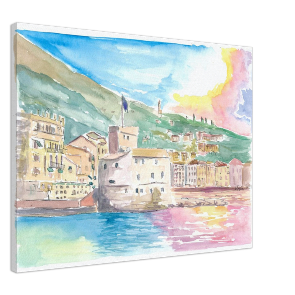 Rapallo Sea Front with Harbour Castle and Sun Reflections