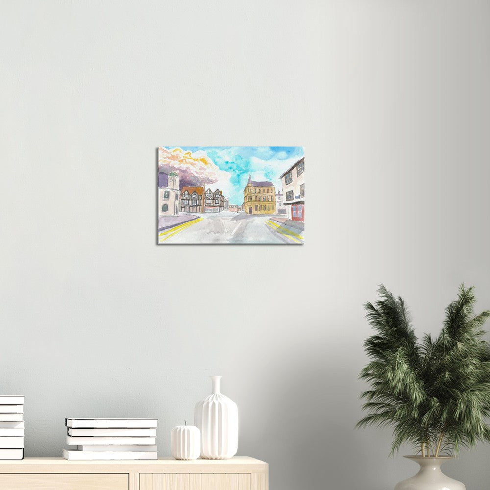 Historic Stratford-upon-Avon Street Scene in England Warwickshire - Limited Edition Fine Art Print - Original Painting available