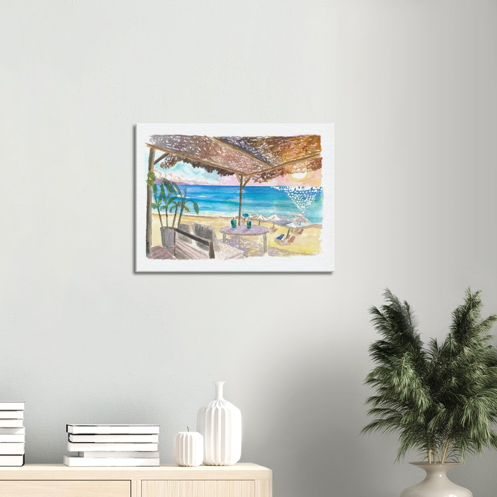 Beach Bar Vibes on Island of Corfu, Greece - Limited Edition Fine Art Print - Original Painting available