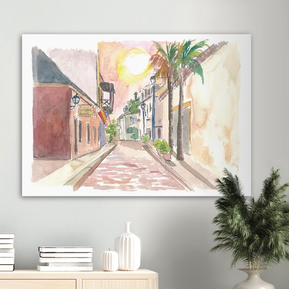 Sunny Street Scene in St. Augustine Florida USA - Limited Edition Fine Art Print - Original Painting available