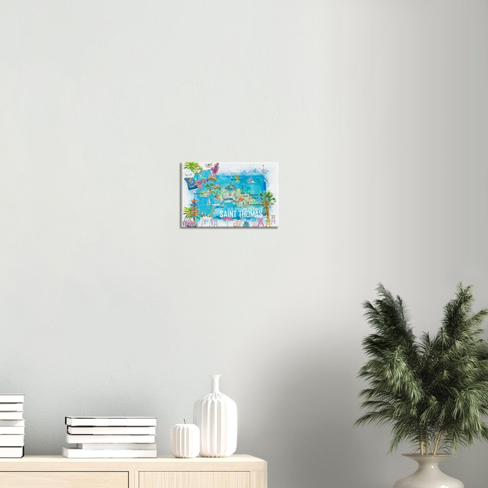 Saint Thomas USVI Illustrated Travel Map with Roads and Tourist Highlights