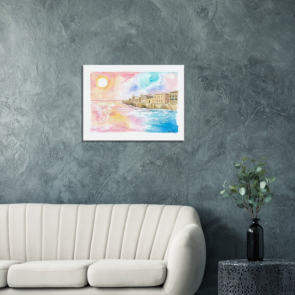 Syracuse Sicily Waterfront Promenade from Ancient Times - Limited Edition Fine Art Print - Original Painting available