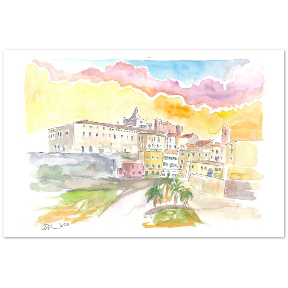 Mediterranean Mahon Menorca Cityscape at Sunset