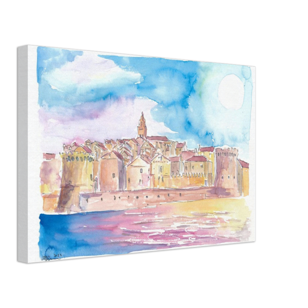 Korcula View Croatian Island in the Adriatic Sea - Limited Edition Fine Art Print - Original Painting available
