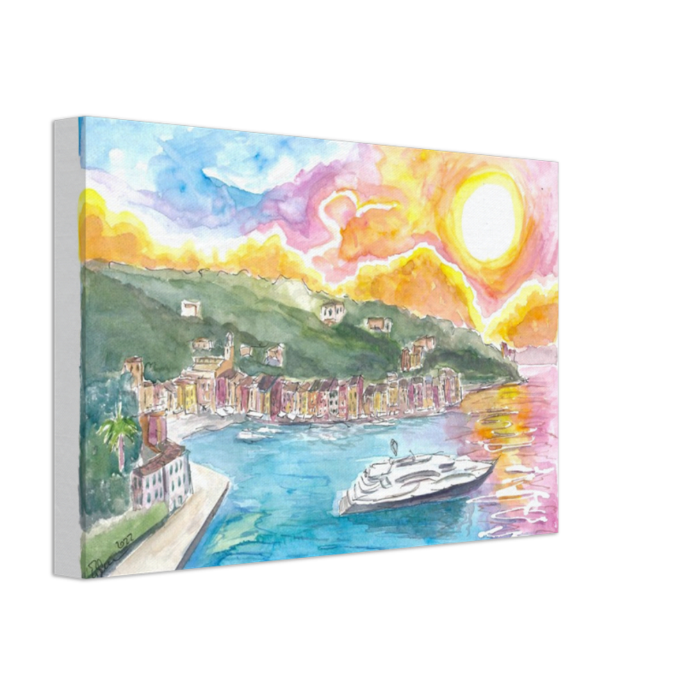 Portofino Italian Dreams with Luxury Yacht and Waterfront - Limited Edition Fine Art Print