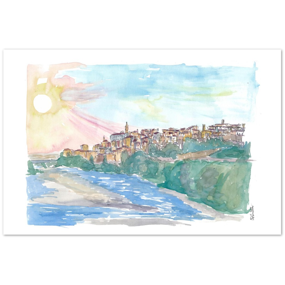 Ventimiglia Liguria Italy Panorama with Roia River