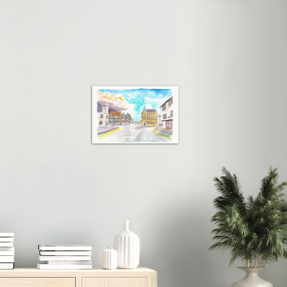 Historic Stratford-upon-Avon Street Scene in England Warwickshire - Limited Edition Fine Art Print - Original Painting available