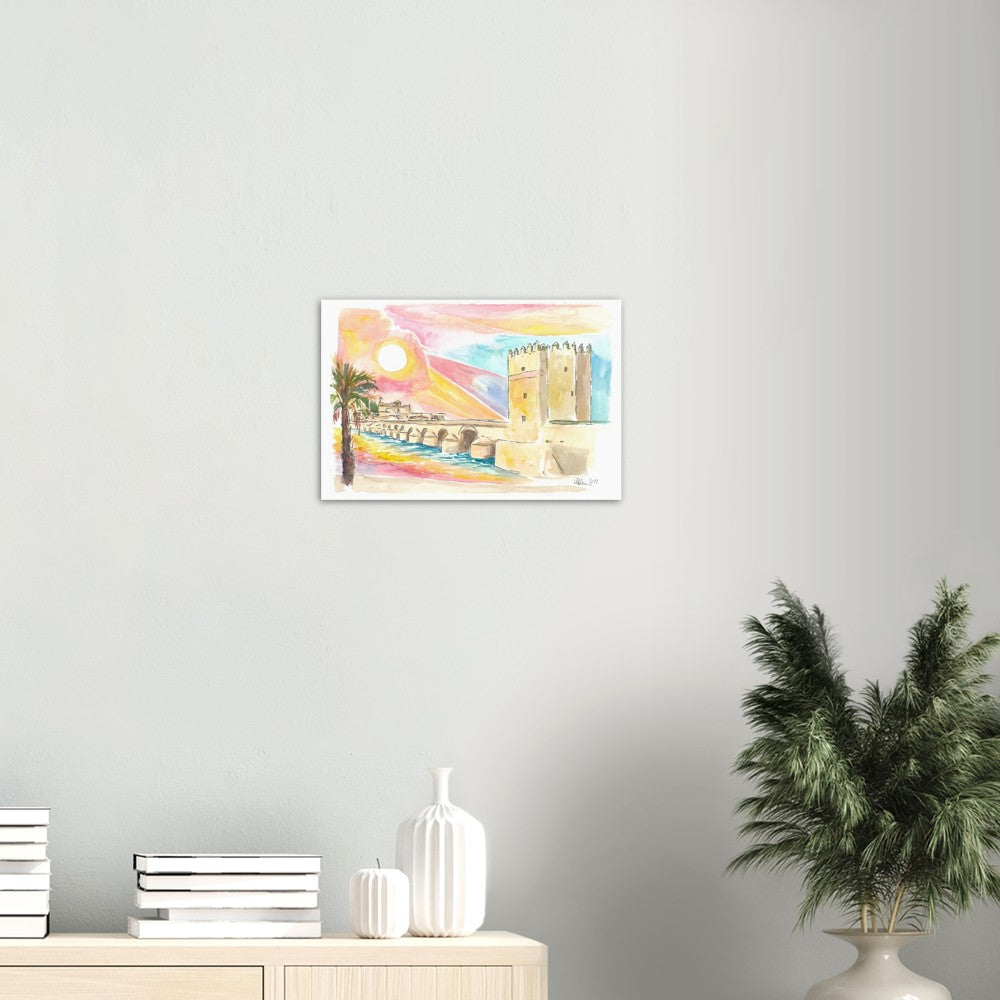 Cordoba Sunset in Andalusia with Historic Roman Bridge - Limited Edition Fine Art Print - Original Painting available