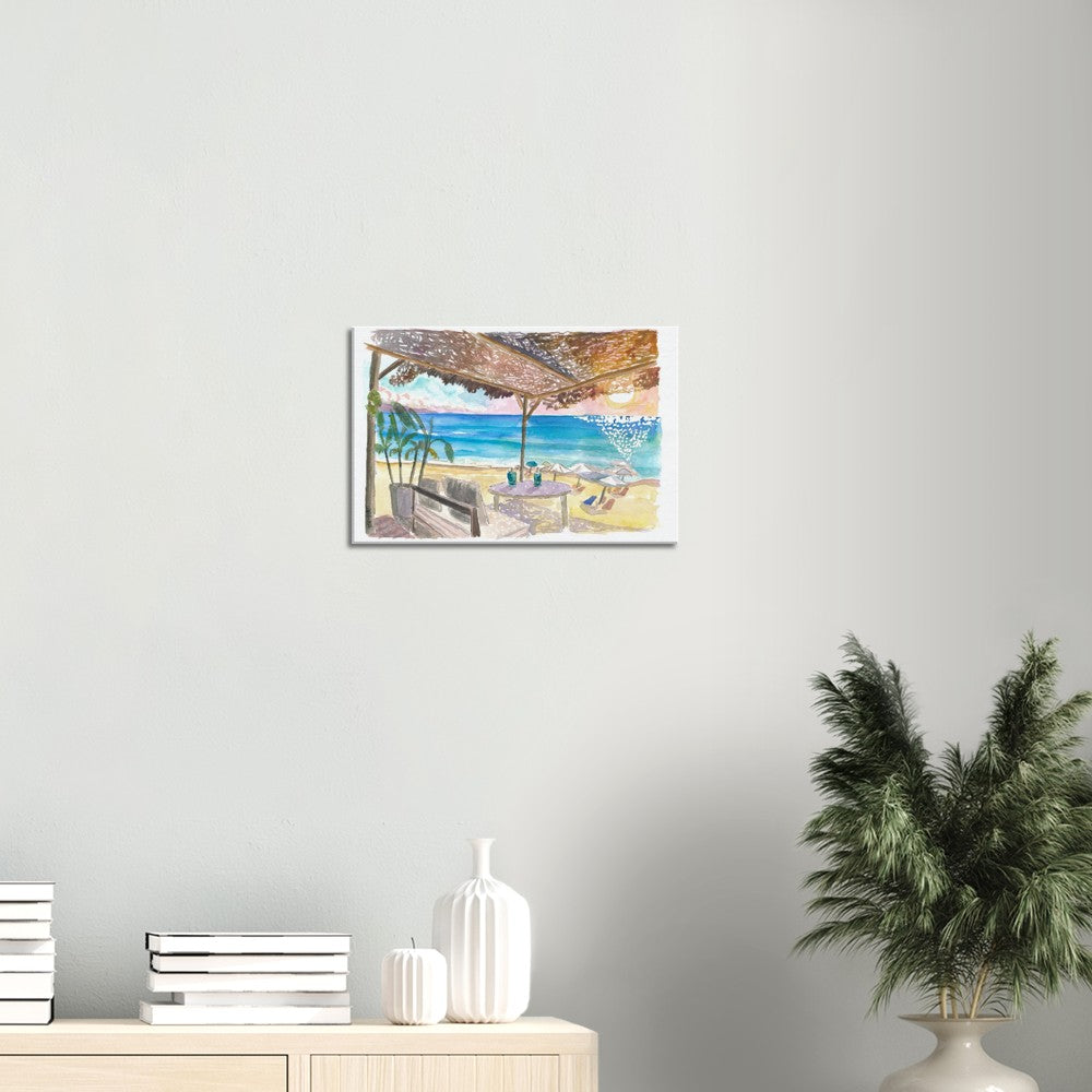 Beach Bar Vibes on Island of Corfu, Greece - Limited Edition Fine Art Print - Original Painting available
