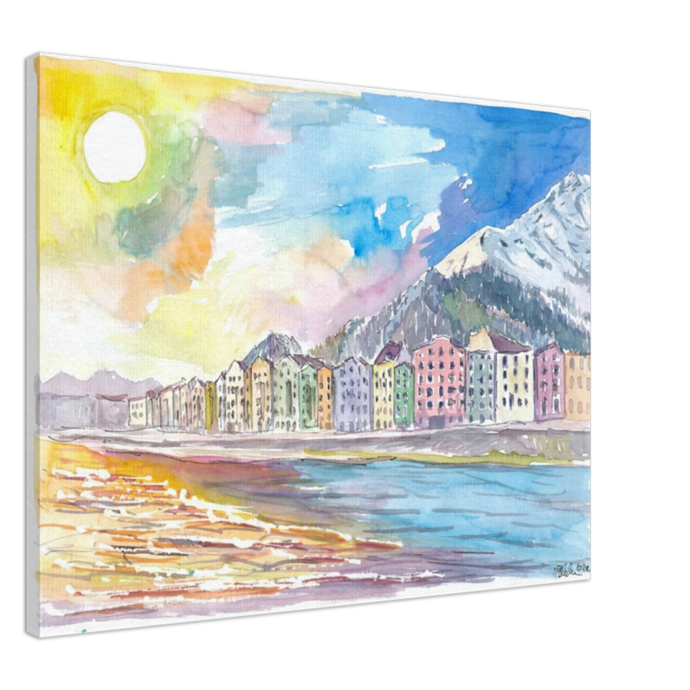 Innsbruck Tyrol Austria Houses with River Inn and Nordkette