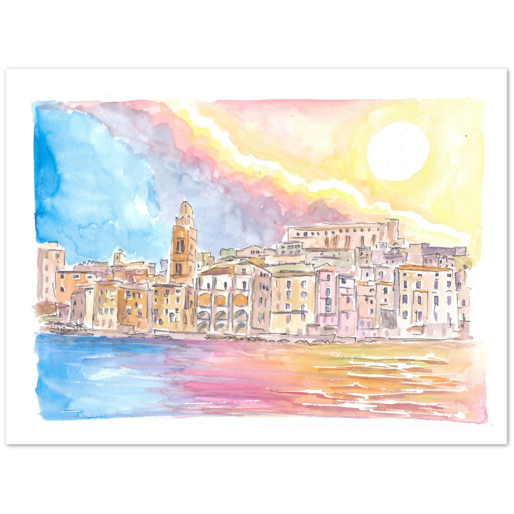 Gaeta Lazio Italy View from Mediterranean Sea - Limited Edition Fine Art Print - Original Painting available