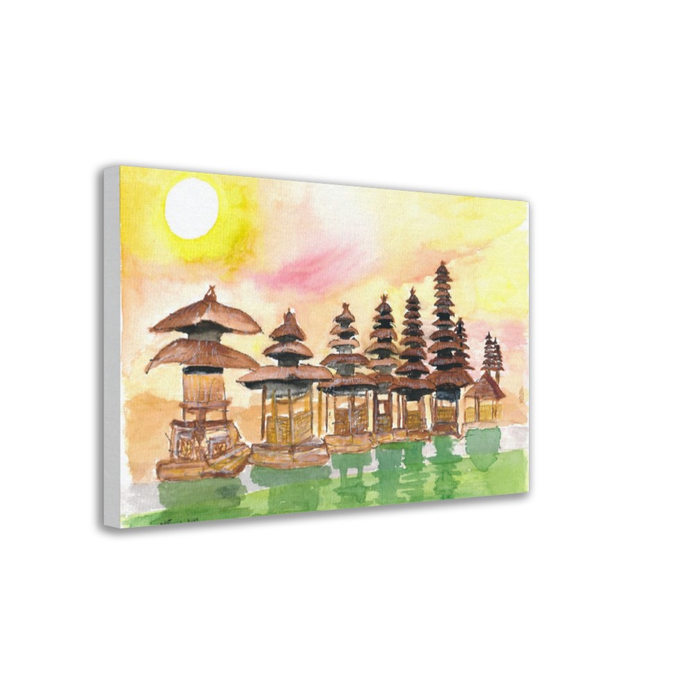 Sunset over stunning Balinese Temple and Garden in Indonesia - Limited Edition Fine Art Print - Original Painting available
