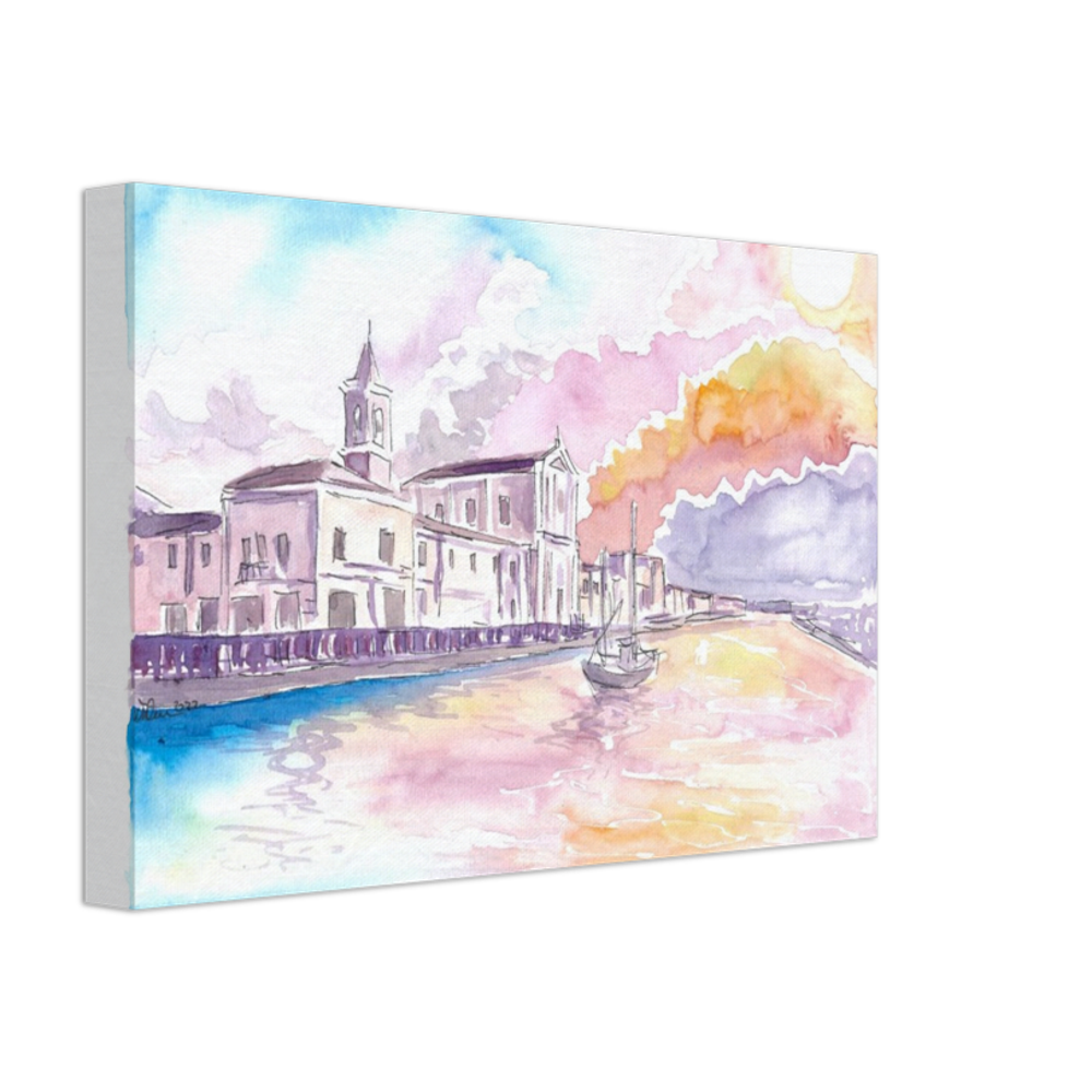 Cesenatico Summer Breeze Harbour Sunset Scene - Limited Edition Fine Art Print - Original Painting available