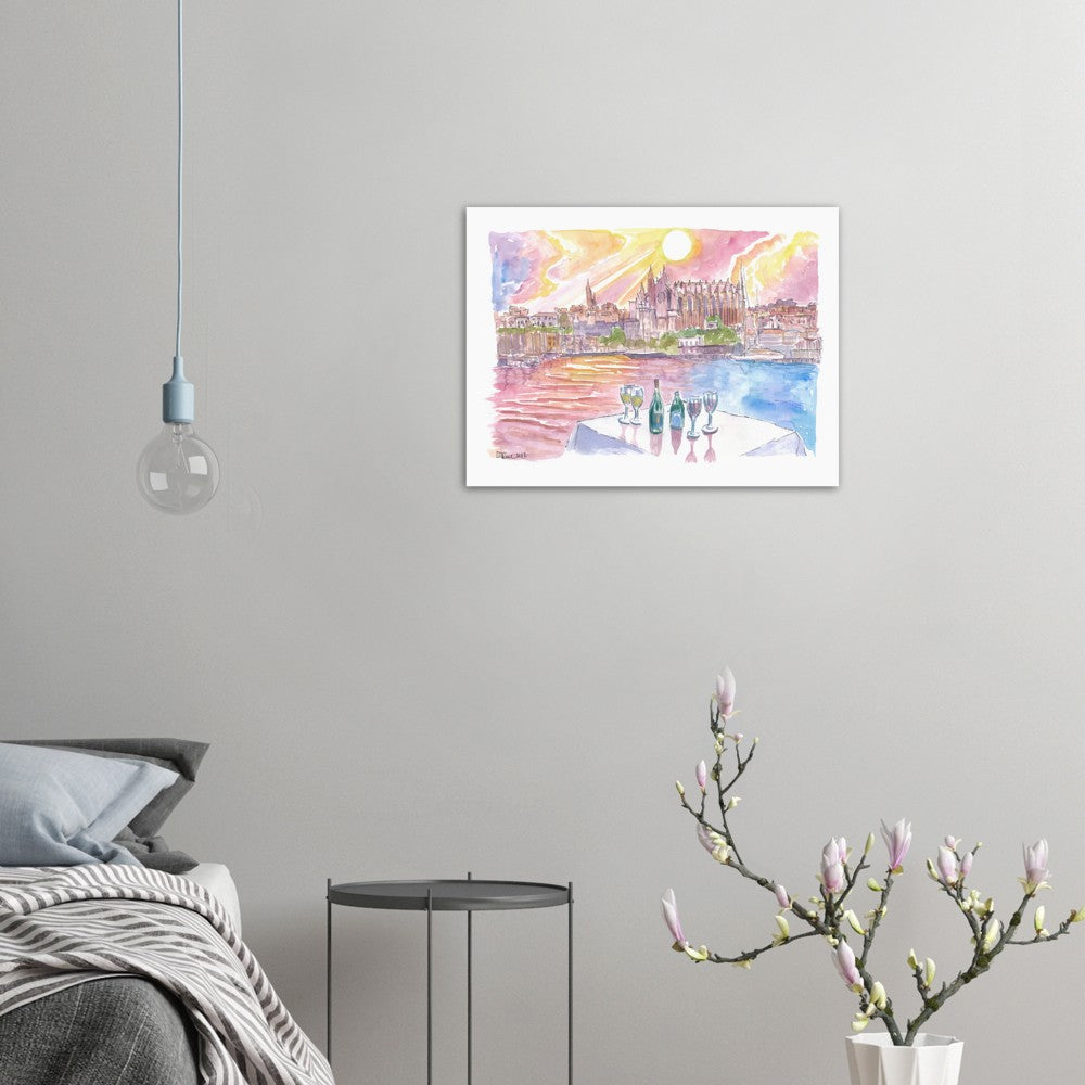 Dinner in Palma Majorca with Port, Wine and La Seu - Limited Edition Fine Art Print - Original Painting available