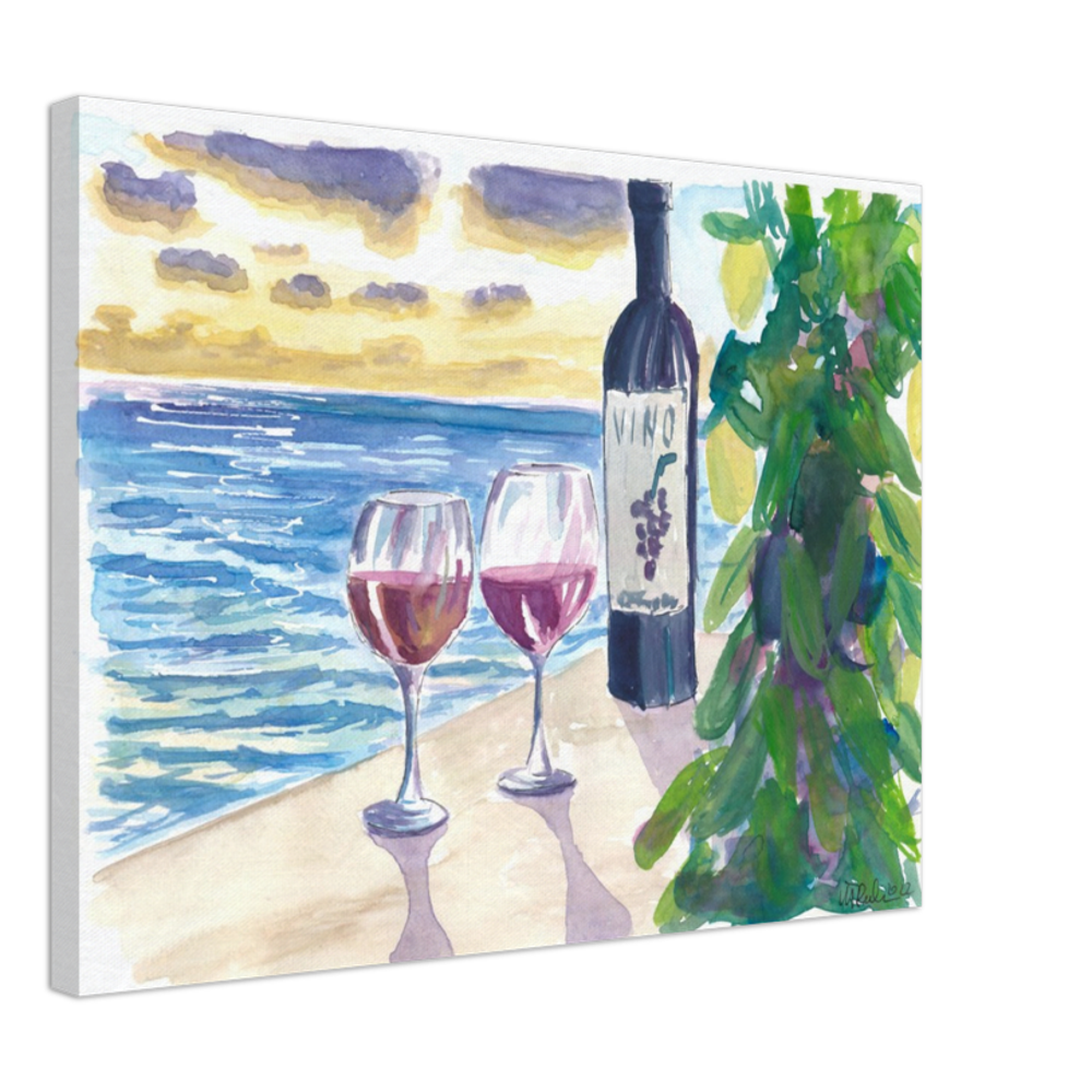 Romantic Evening with Wine for 2 with Sea View - Limited Edition Fine Art Print - Original Painting available