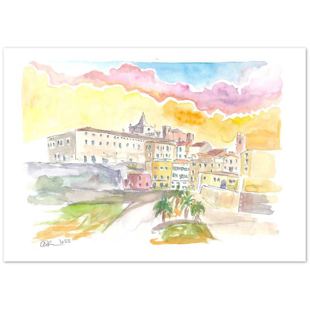 Mediterranean Mahon Menorca Cityscape at Sunset