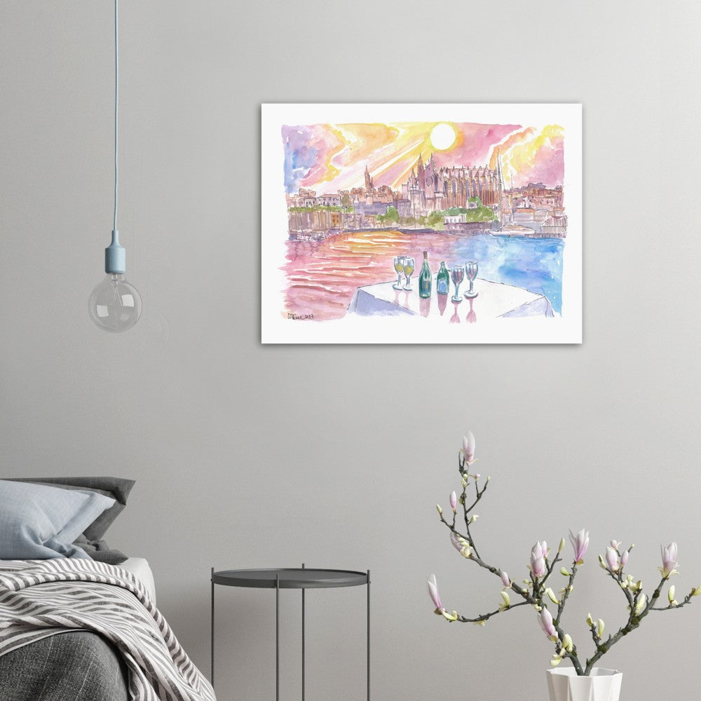 Dinner in Palma Majorca with Port, Wine and La Seu - Limited Edition Fine Art Print - Original Painting available
