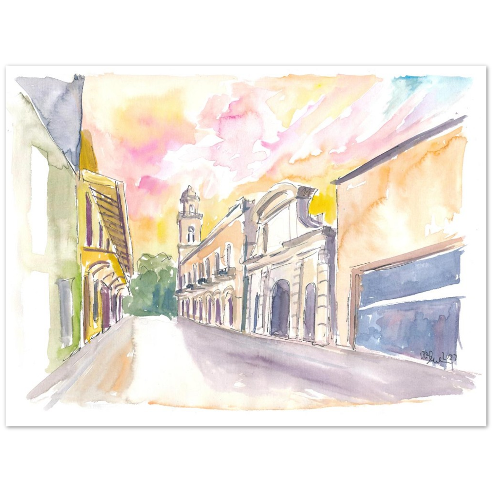 Santo Domingo Watercolor Street Scene Calle el Conde