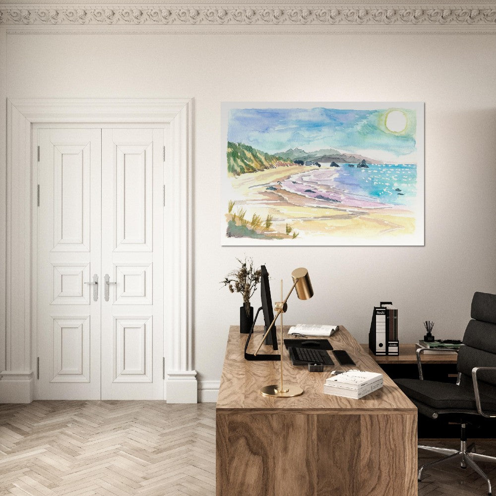 Cannon Beach Oregon View of Ocean with Waves and Dunes - Limited Edition Fine Art Print - Original Painting available