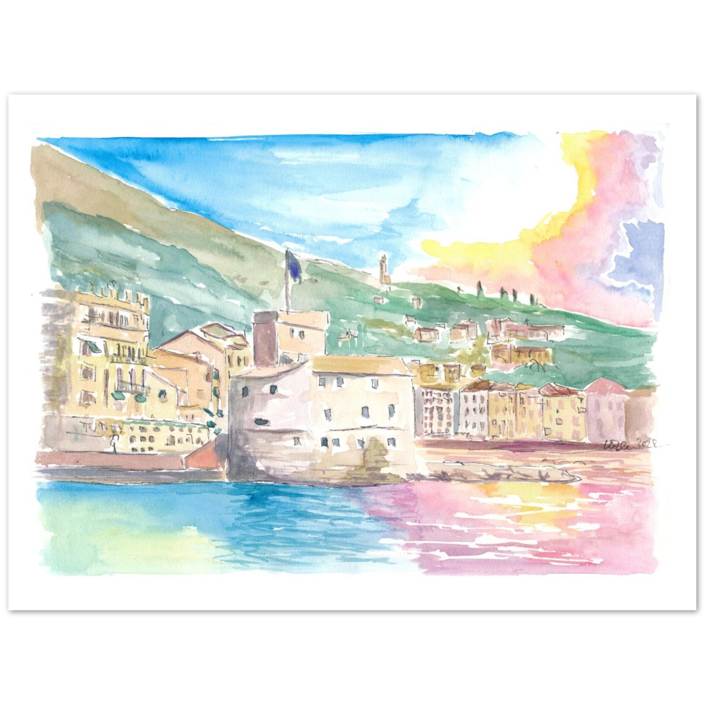 Rapallo Sea Front with Harbour Castle and Sun Reflections