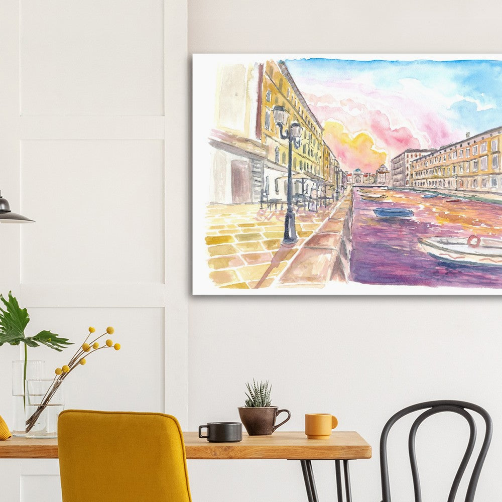 Canal Grande in Trieste Italy at Sunset - Limited Edition Fine Art Print - Original Painting available
