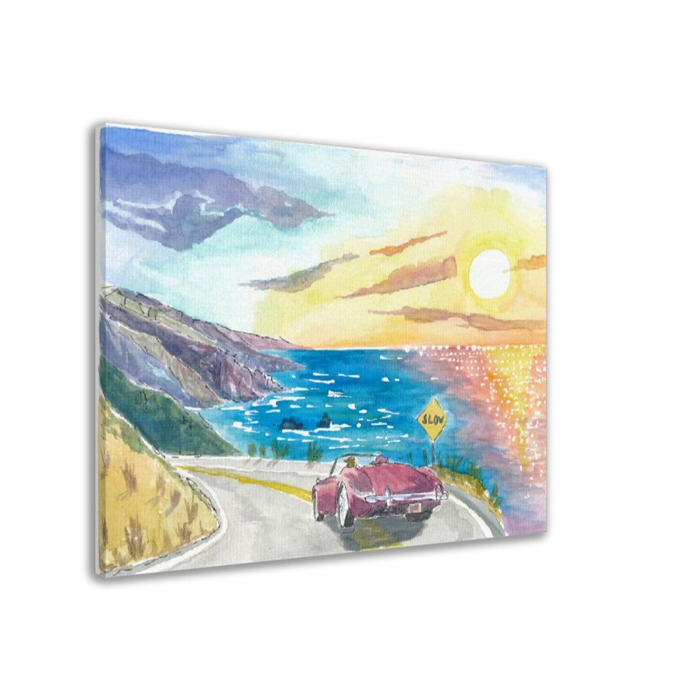 California Road Trip on Highway 101 near Big Sur with Pacific Coast - Limited Edition Fine Art Print - Original Painting available