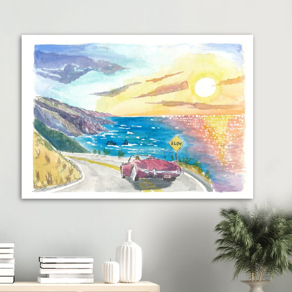 California Road Trip on Highway 101 near Big Sur with Pacific Coast - Limited Edition Fine Art Print - Original Painting available