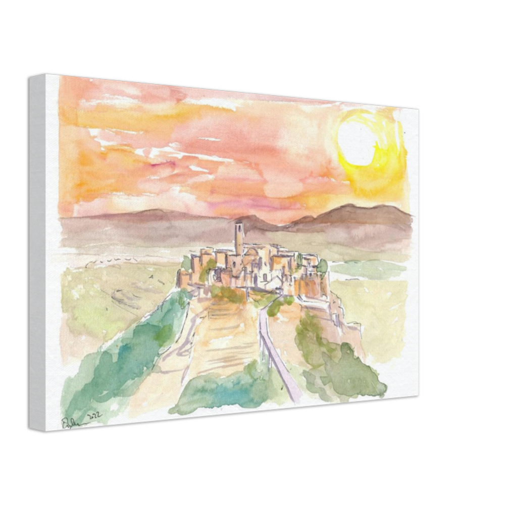 Civita di Bagnoregio Italian Town on a Hill in Sunlight