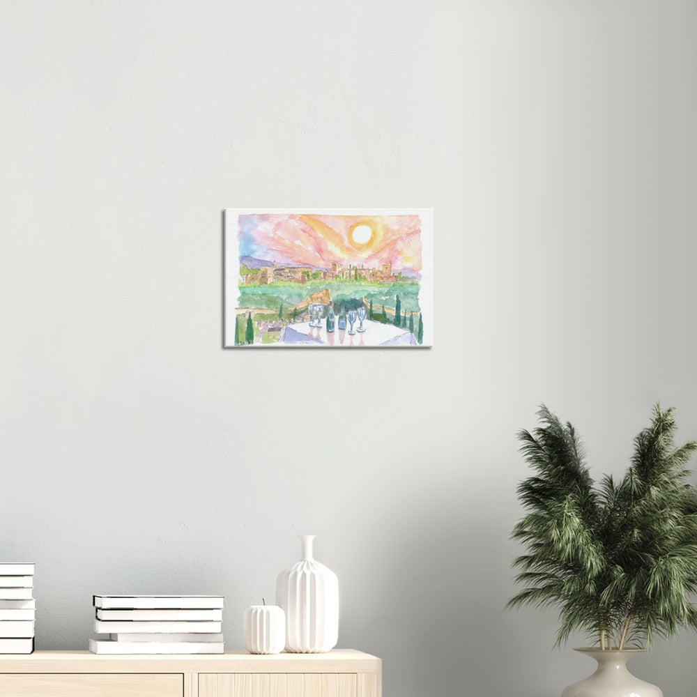 Magical Granada Andalusia Afternoon with Romantic Restaurant Table - Limited Edition Fine Art Print - Original Painting available