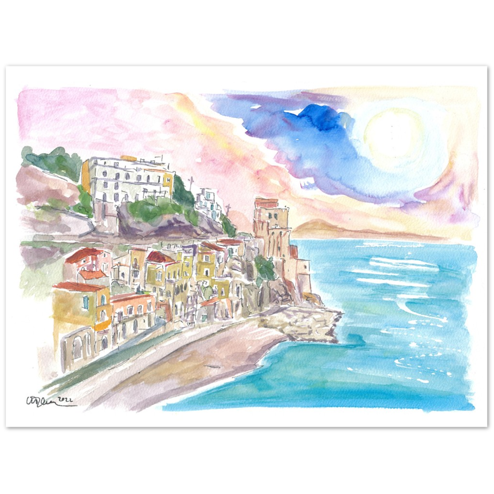 Cruising Amalfitana with View of Cetara Italy - Limited Edition Fine Art Print - Original Painting available