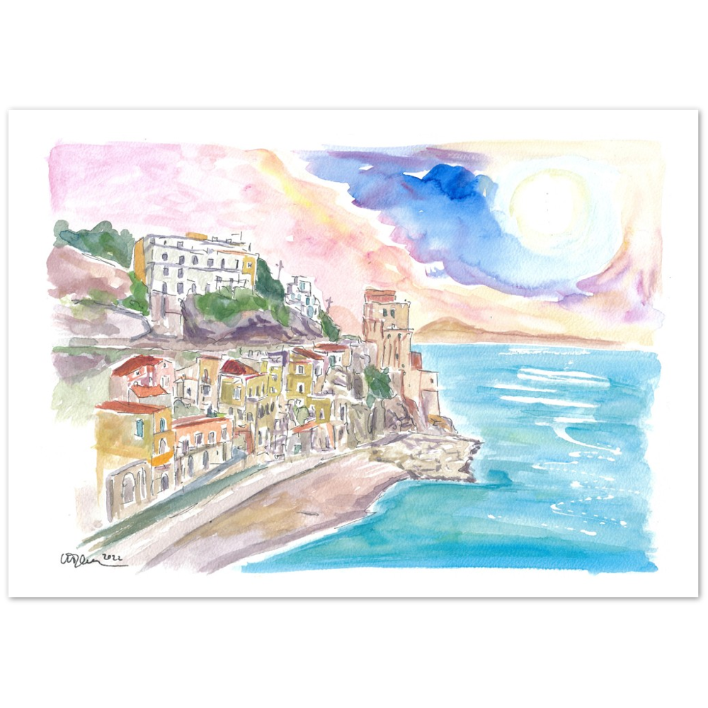 Cruising Amalfitana with View of Cetara Italy - Limited Edition Fine Art Print - Original Painting available