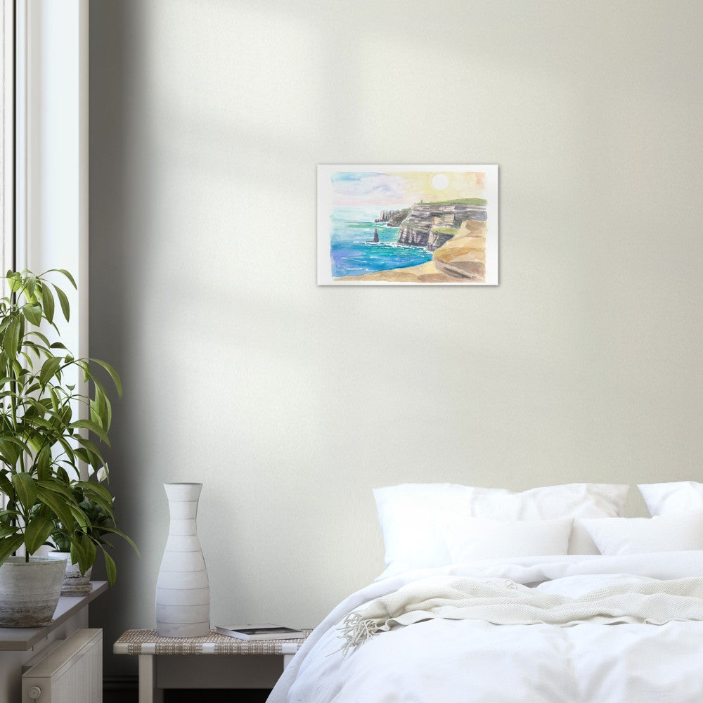Coastline of Cliffs of Moher in Ireland with Atlantic Ocean - Limited Edition Fine Art Print - Original Painting available