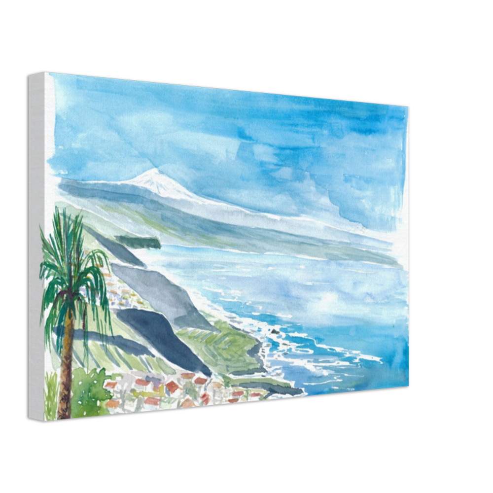 View of Snow Covered Teide in Tenerife Canary Islands - Limited Edition Fine Art Print - Original Painting available