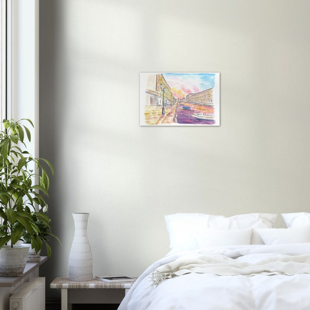 Canal Grande in Trieste Italy at Sunset - Limited Edition Fine Art Print - Original Painting available