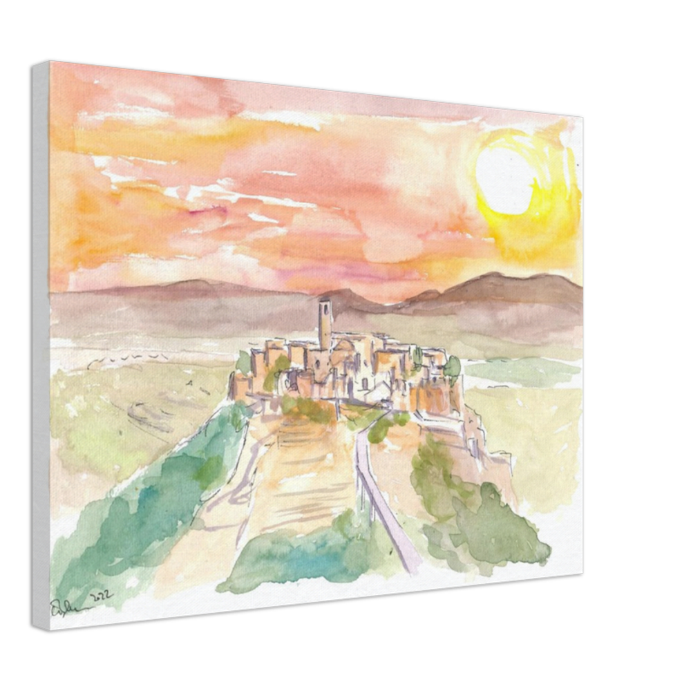 Civita di Bagnoregio Italian Town on a Hill in Sunlight