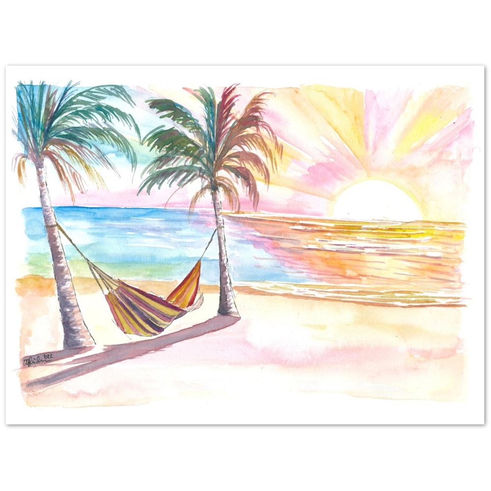 Lazy Tropical Hammock in Palm Shadow with Ocean Sounds
