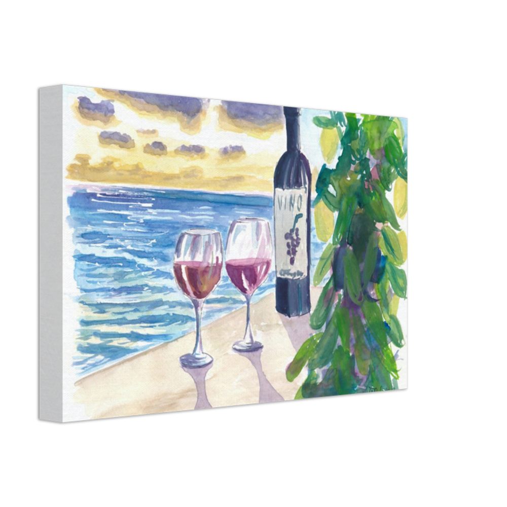 Romantic Evening with Wine for 2 with Sea View - Limited Edition Fine Art Print - Original Painting available