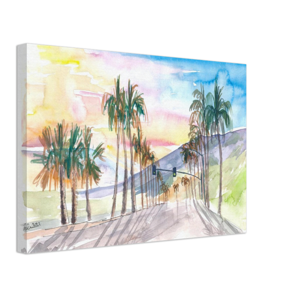 Palm Springs Avenue with Californian Sunset - Limited Edition Fine Art Print -