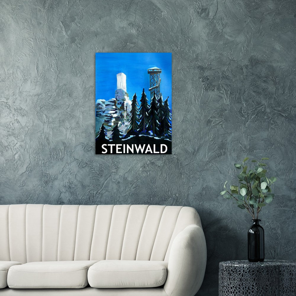 Steinwald Retro Poster - Stonewood Upper Palatinate Tower with Weissenstein Castle Ruins - Retro Poster Fine Art Print