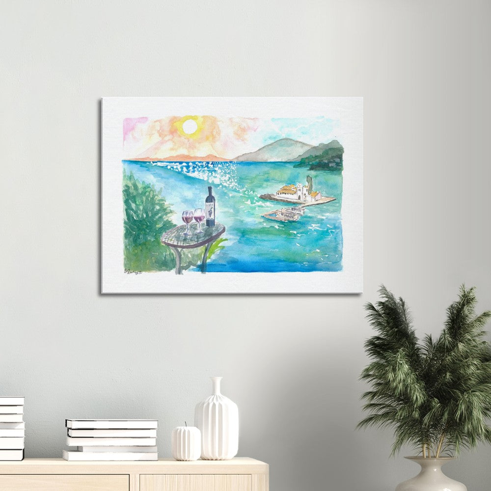 Corfu Greece Mouse Island Pontikonisi with Ionian Sea View - Limited Edition Fine Art Print -